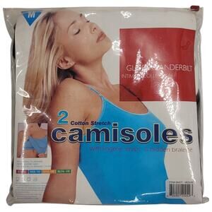 Gloria Vanderbilt Vintage Classic 2‎ Cotton Camisoles Deadstock Top New in Bag